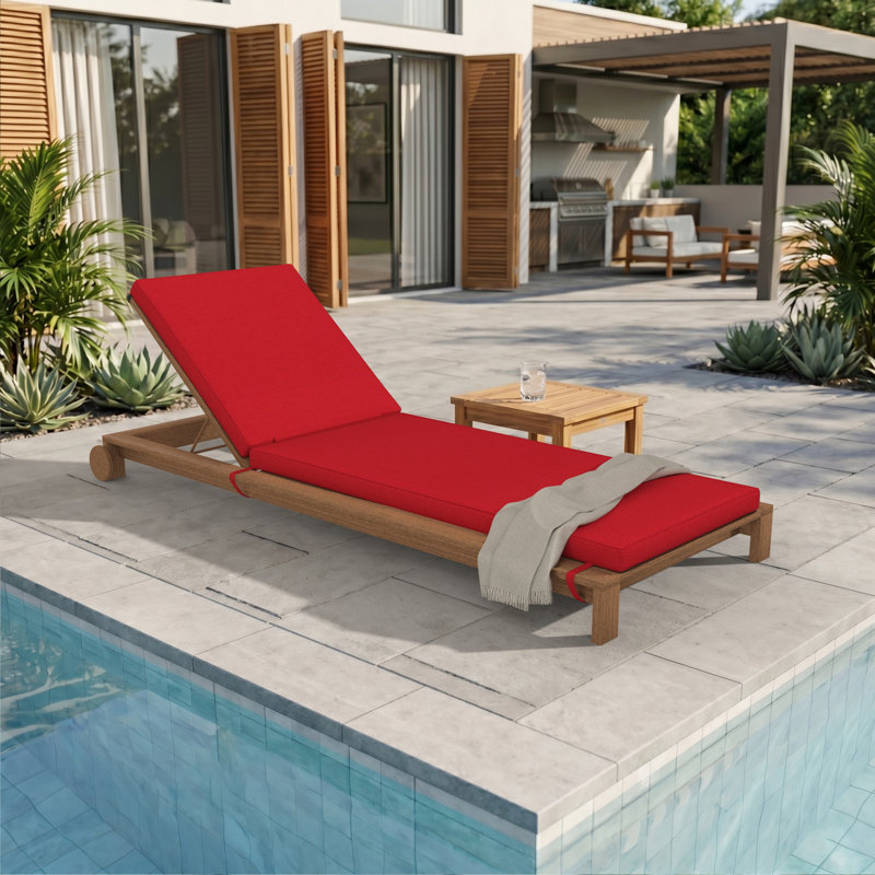Sunbrella® Outdoor Chaise Cushion, 26" W x 80" D, Canvas Jockey Red