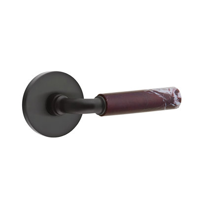 Emtek Select Passage Leverset w/ Disk Rosette & R-Bar Stem, Rosso Levanto Marble Lever (CF)