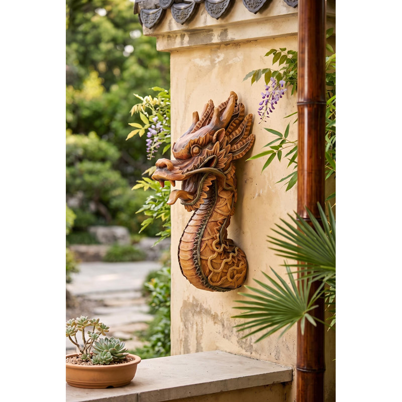 Sculpture murale dragon de feu