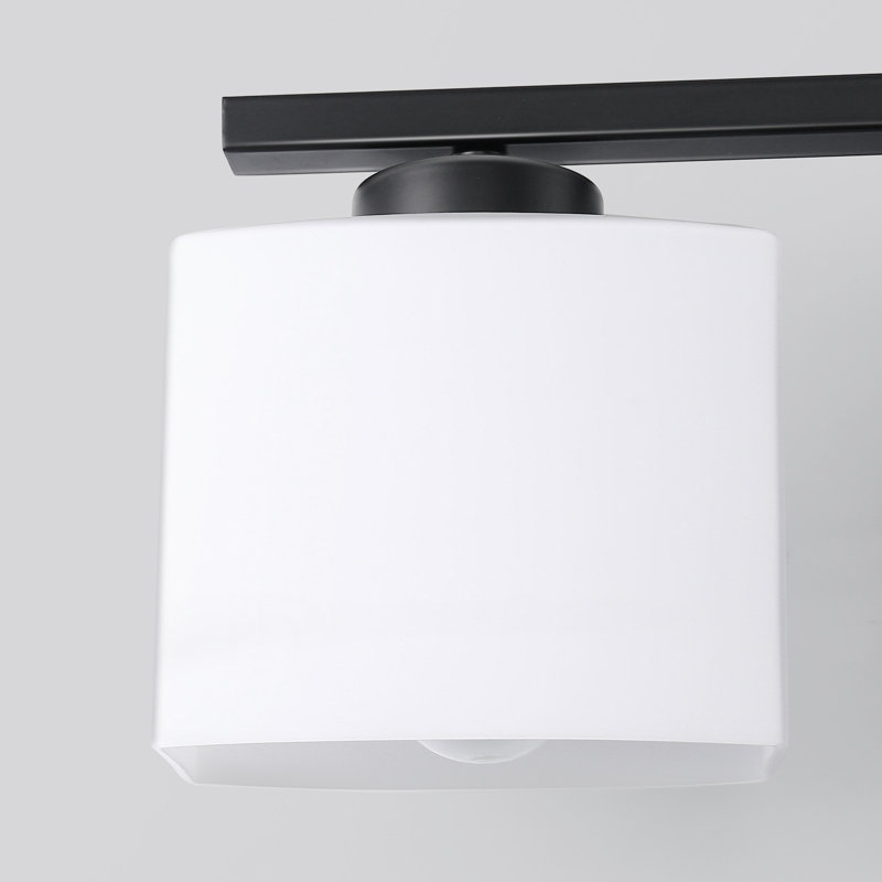 Luminaire moderne à 3 lumières avec abat-jour en verre carré, Noir mat, 3