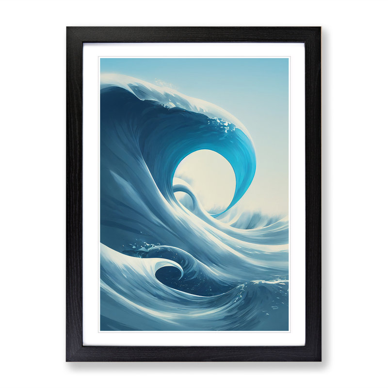 Crashing Ocean Waves - Single Picture Frame Print, Black Framed, 64cm H x 46cm W x 2cm D