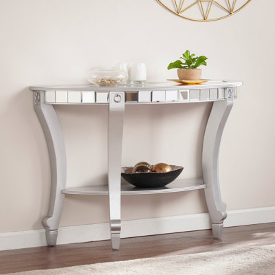 Mirrored Demilune Console Table