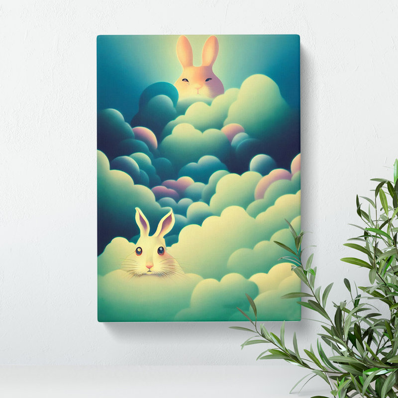 Rabbits In The Clouds - Wrapped Canvas, 60cm H x 40cm W x 3cm D