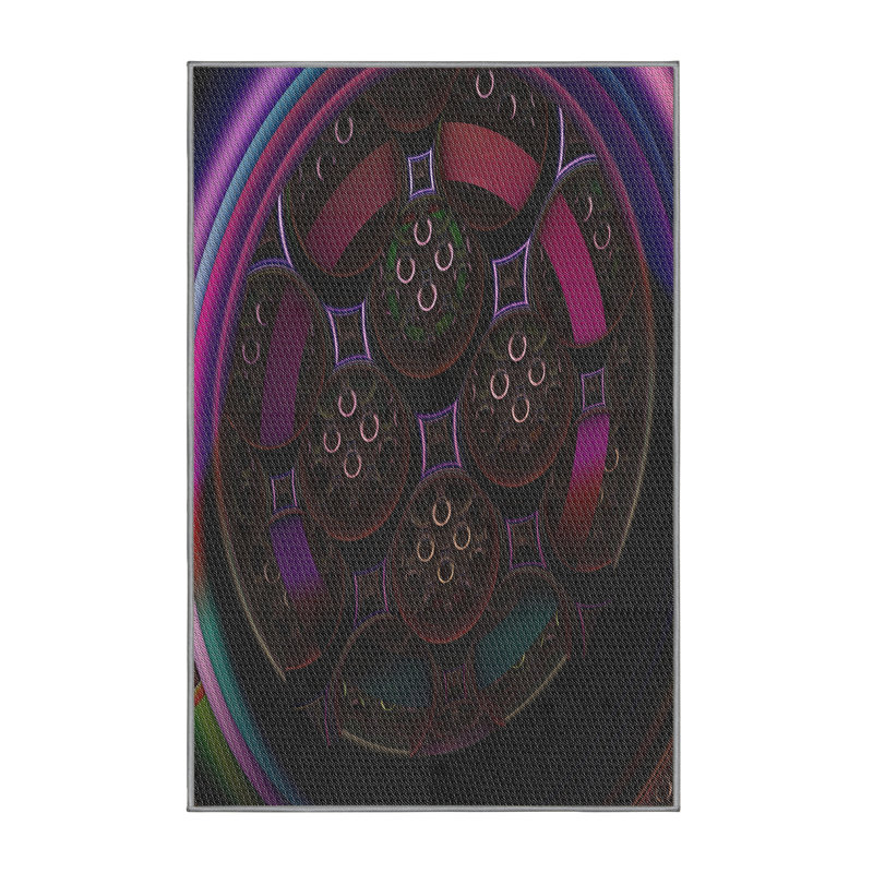 Tapis rose/noir tissé à la machine, Rectangle 4 pi x 6 pi