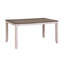 5 pièces, espace pour manger - Table rectangulaire en bois avec 4 chaises en tissu d'ameublement en tissu brun et blanc et brun
