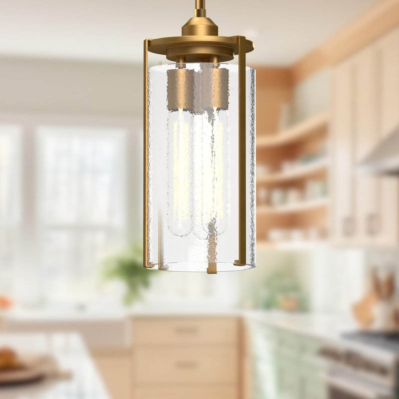 Luminaire suspendu cylindrique à 3 lumières Belmont, Or vieilli