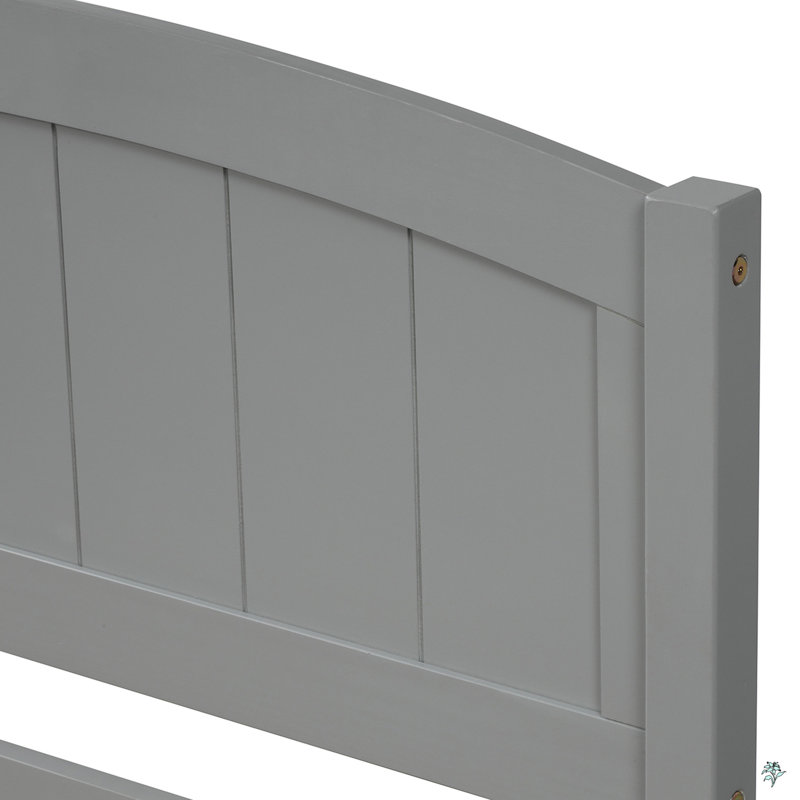 Twin Size Platform Bed With Trundle, Gray