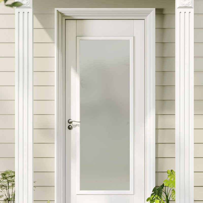 Remplacement d'inserts de verre pour porte d'entrée, 22 po x 64 po, kit d'insert en verre trempé dépoli à 1 vitre avec cadre blanc, pour porte d'entrée extérieure.