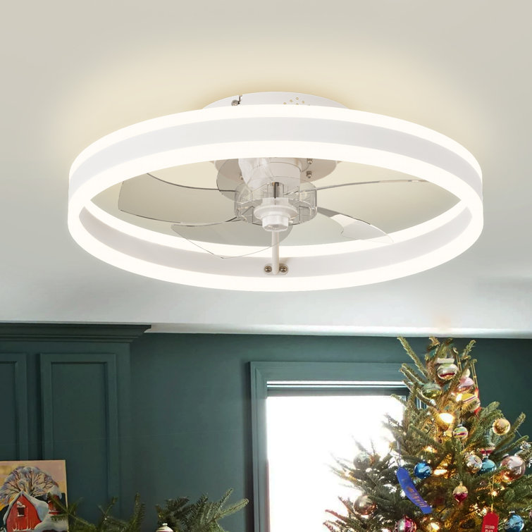 15.75" Low Profile Modern Style LED Ceiling Fan Light, APP+Remote Control, 6-Speed Fan, All Seasons
