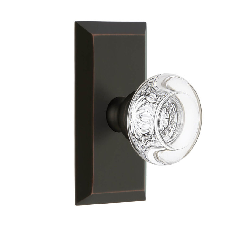 Petite plaque Grandeur Fifth Avenue avec poignée en cristal Bordeaux, 2.75", Bronze éternel