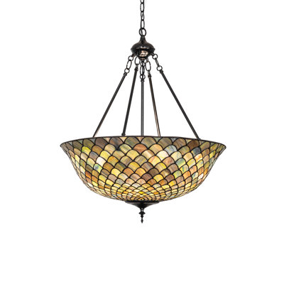 24" Wide Tiffany Fishscale Inverted Pendant