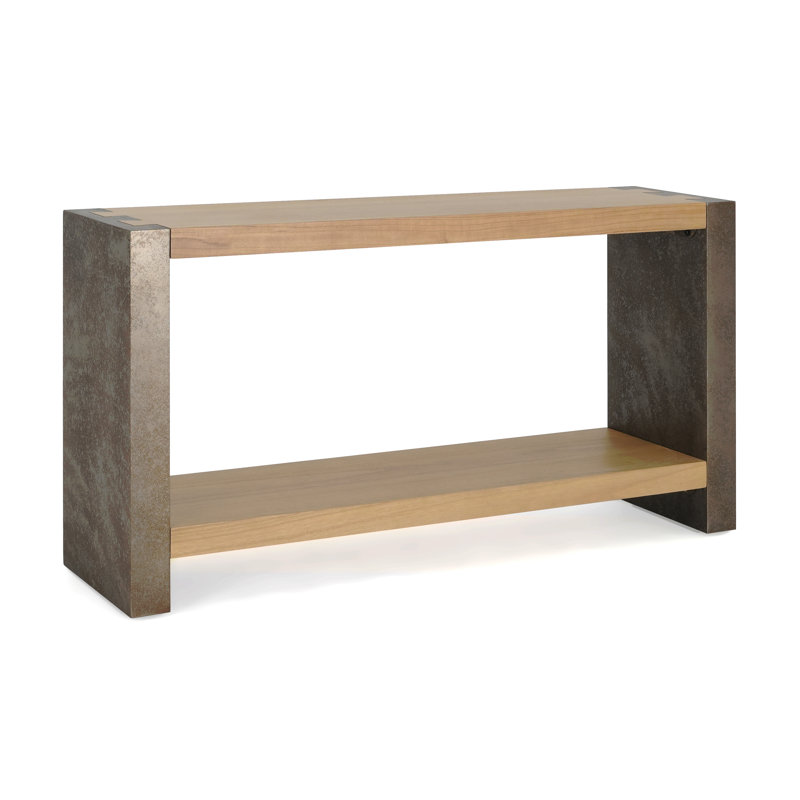 Mirod Vintage Industrial Console Table With Dovetail Joinery And Distressed Wood Veneer Finish