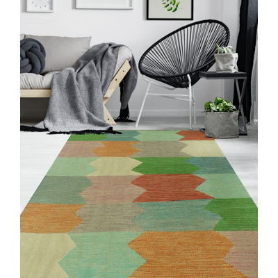 Tapis vert Winchester Kilim Evelien