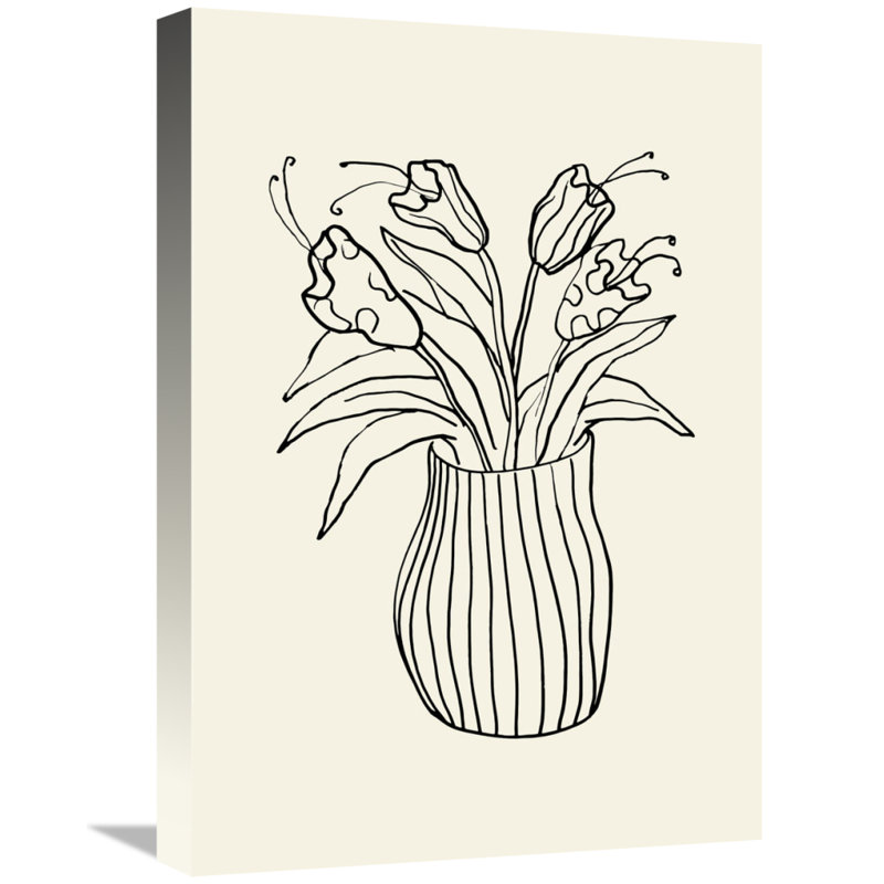 " Vase Sketch ", 22" H x 15.4" W x 2" D, Wrapped Canvas