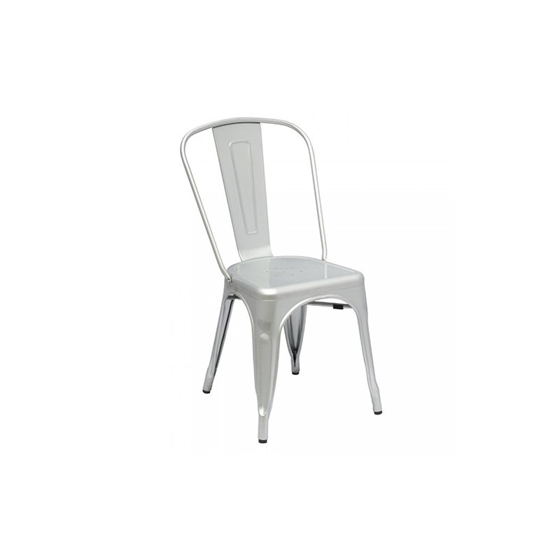 Chaise d’appoint à dossier à lattes Angie, Argenté mat