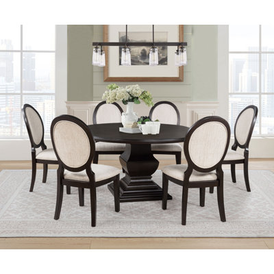 Reuter 7-Piece Round Wood Dining Room Table Set Dark Cocoa