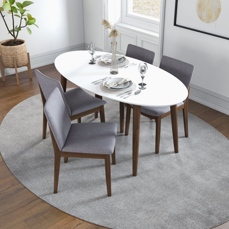 Brattle 4 - Person Solid Wood Solid Wood Top Four Leg Dining Set, Light Gray