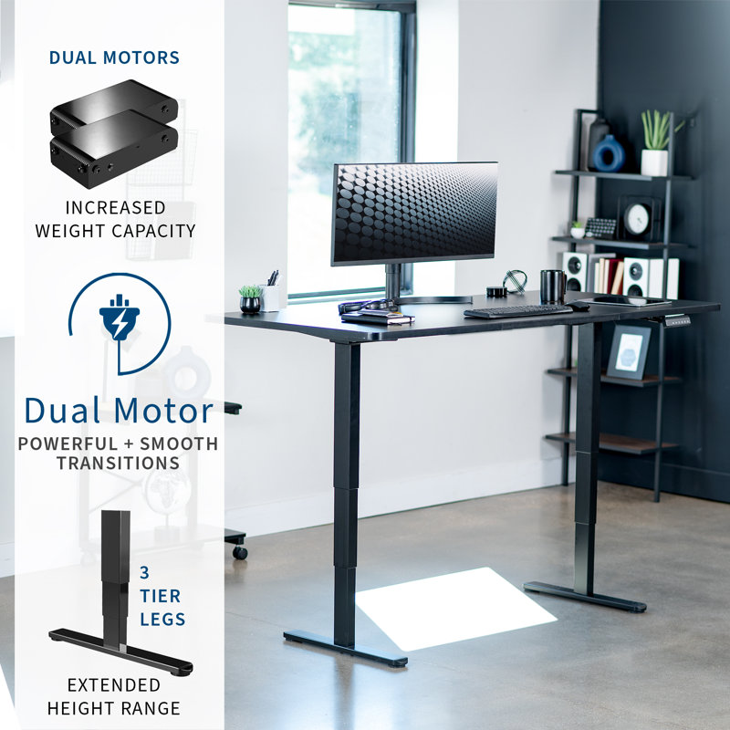 71" x 36" Electric Desk with Memory Controller DESK-KIT-2B7B-36 Series, Black/Black