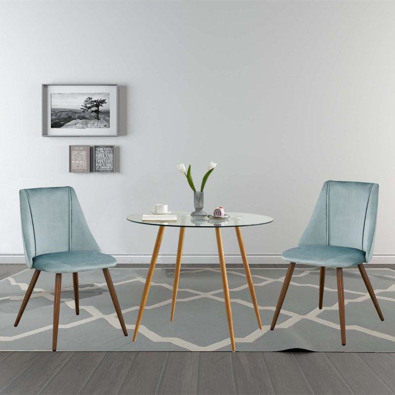 Ensemble de salle à manger Jabrina, Vert lac, Chêne, 1 table et 2 chaises