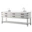 Meuble-lavabo double 80 x 22 en chêne blanc, comptoir en quartz, robinet, fermeture en douceur et rangement multiple-1226107039