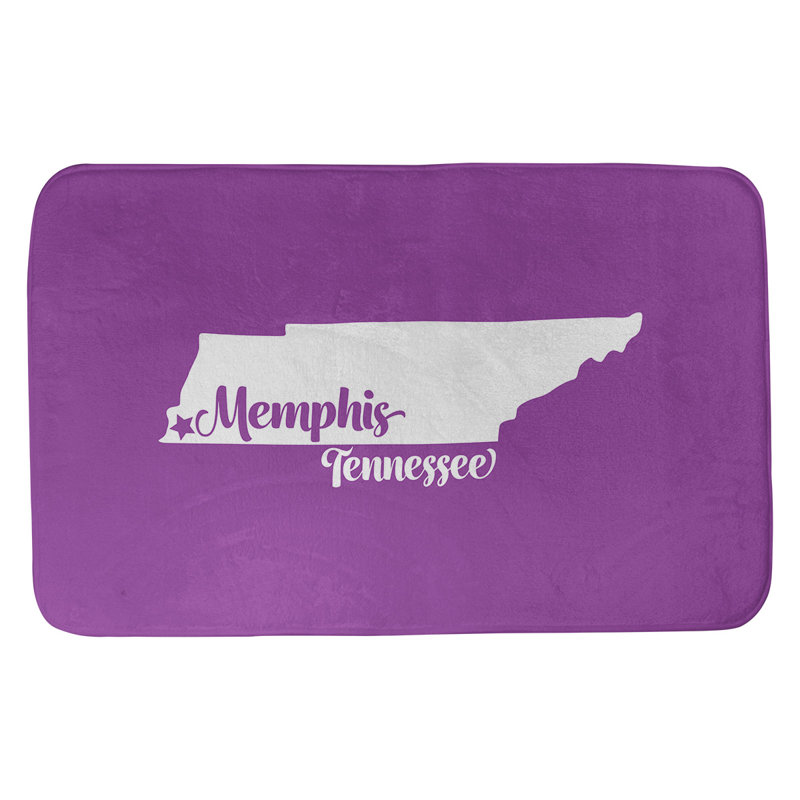 Tapis rectangulaire antidérapant pour salle de bain, L 21 po x L 34 po, Violet, Memphis, Tennessee