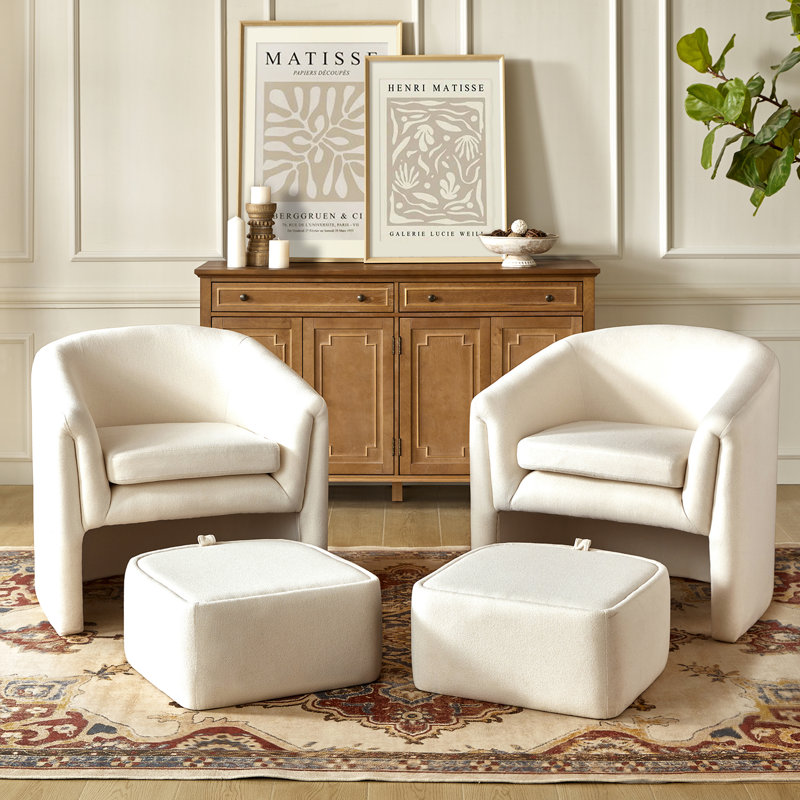 Upholstered Armchair, White