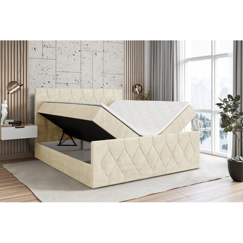 Sabna Bed with Mattress, 120 x 200cm, Beige