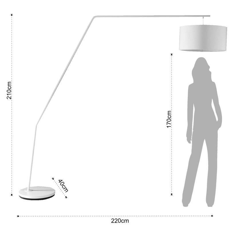 Israel 210cm White Task Floor Lamp
