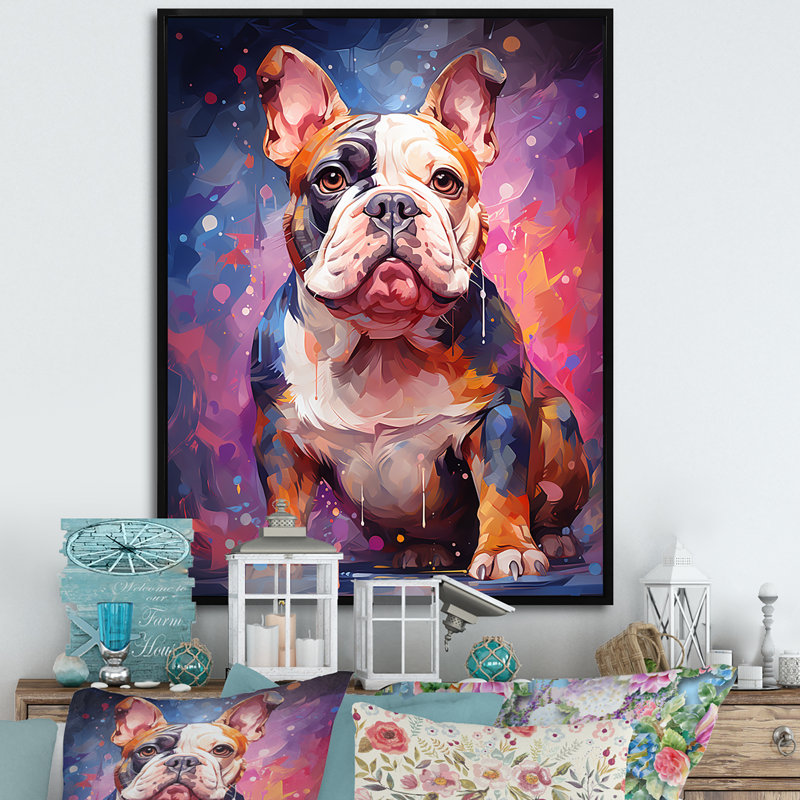 Bulldog Boldness III sur toile, Cadre flottant noir, H 40 po x l 30 po