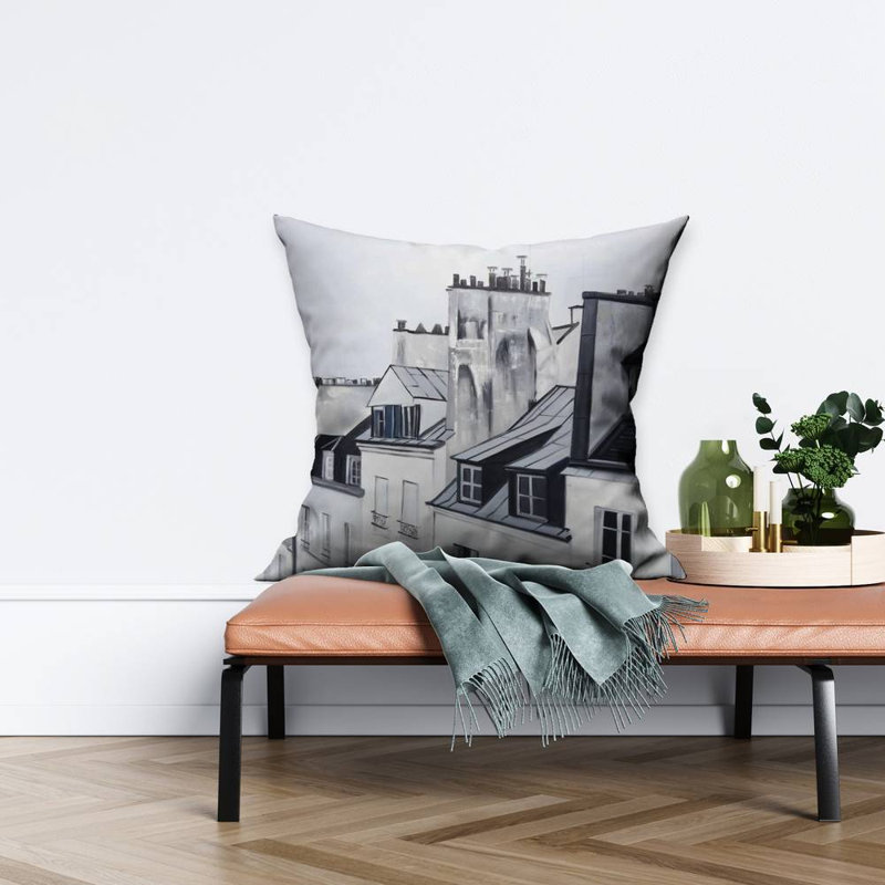 Historical buildings - 26"x26" Throw pillow cover - Poly twill - Print on demand, Pillow Cover Only - No Insert, 26" x 26"