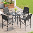 Ensemble de bar pour 4 personnes avec table de bar ronde et 4 chaises de bar en polyester enduit de PVC