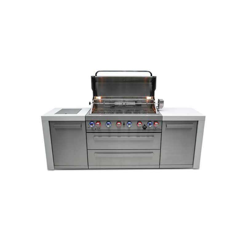 Mont Alpi MAi805-D 44-inch 6-Burner Stainless Steel Outdoor Modular Kitchen BBQ Island Gas Grill