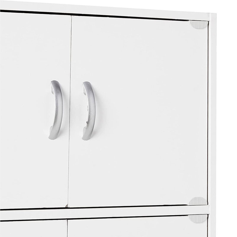 70.1" White Lockable Office Storage Cabinet with Shelves
