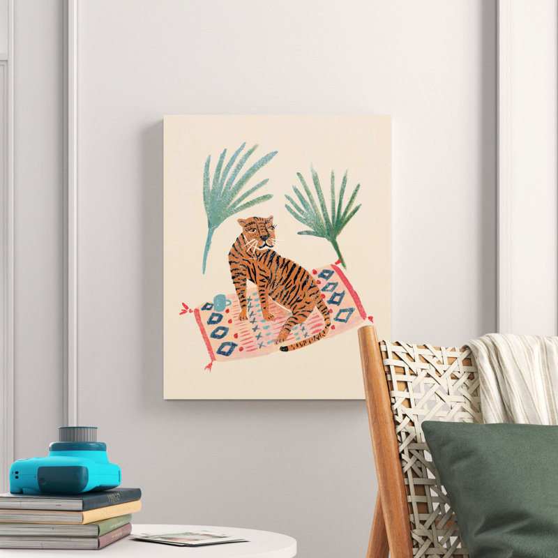 Reproduction de tigre sur toile, H 20 po x l 16 po x P 1,25 po