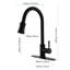 Robinet de cuisine noir mat avec rétractable, acier inoxydable, poignée simple, 3 modes de sortie d'eau, robinet rétractable, noir, réglages, construction robuste-1557879159