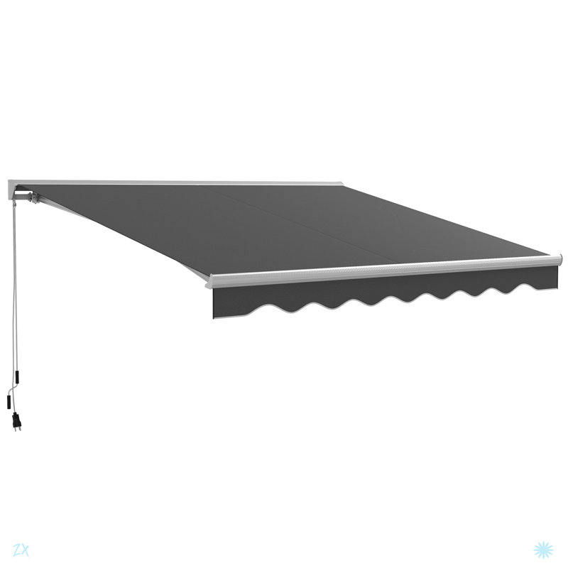 Auvent électrique avec lumières DEL, auvent rétractable, abri de soleil UV40 + avec télécommande et manivelle pour terrasse, balcon, cour