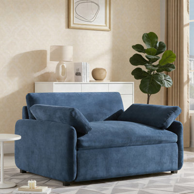 Oversized Chenille Single Sofa Chair With Wide Deep Seat, Modern Upholstered Armchair With Pillows, Comfy Lounge Accent Chair
