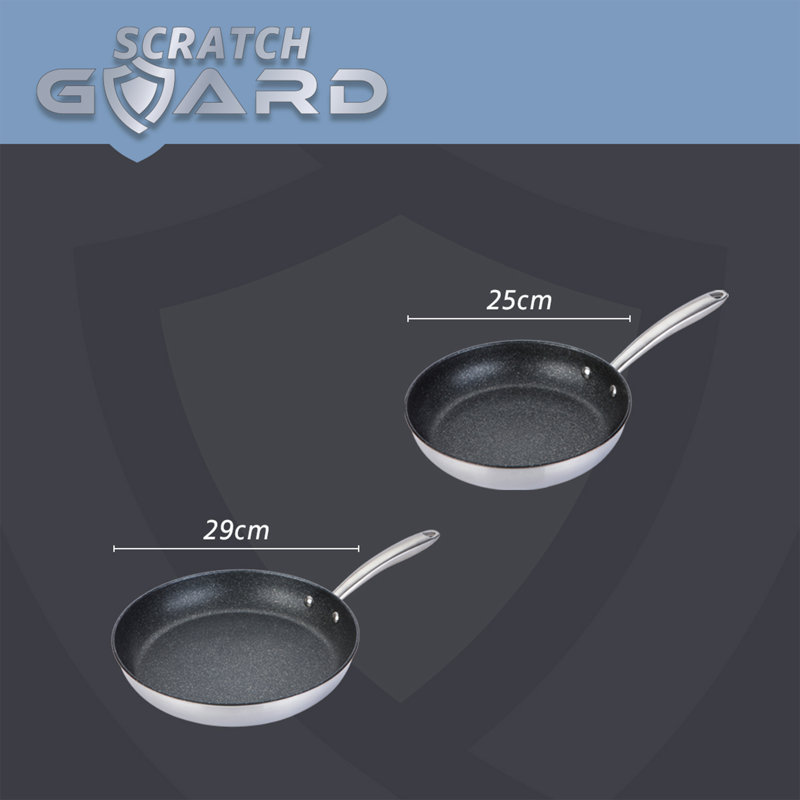 Prestige Scratch Guard Non Stick Frying Pan , Stainless Steel Frying Pan Set 25 & 29cm, Scratch Resistant, induction Suitable