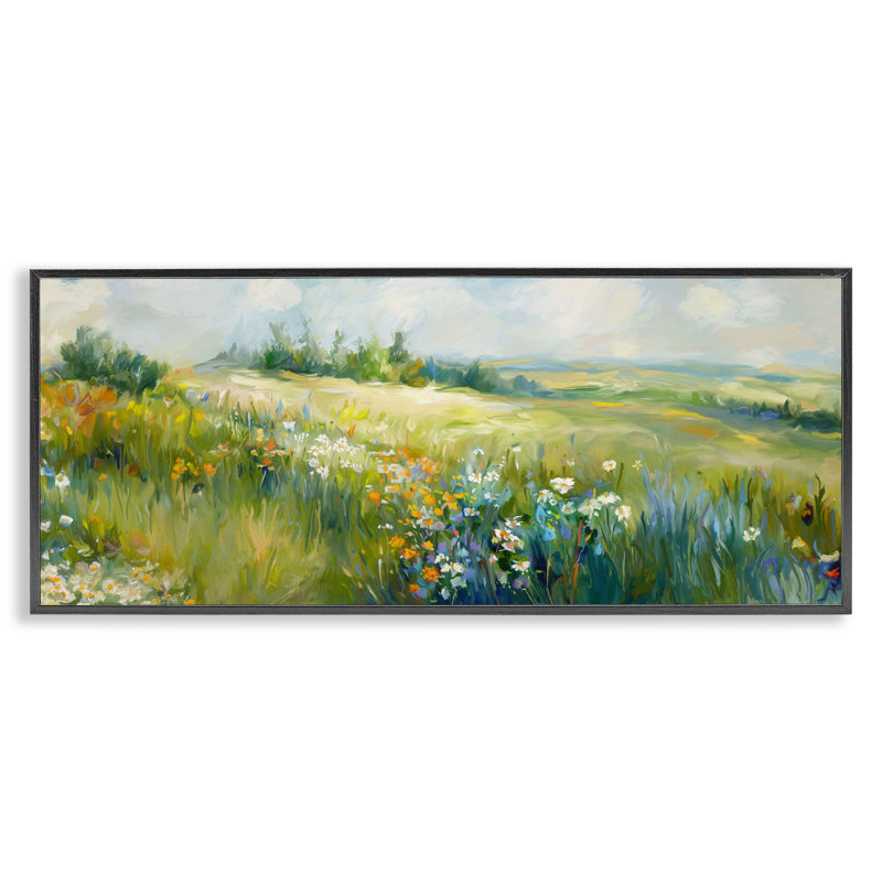 Scène de prairie, art numérique par estampe numérique par Ramona Murdock bh-362, Giclée encadrée noir minuit