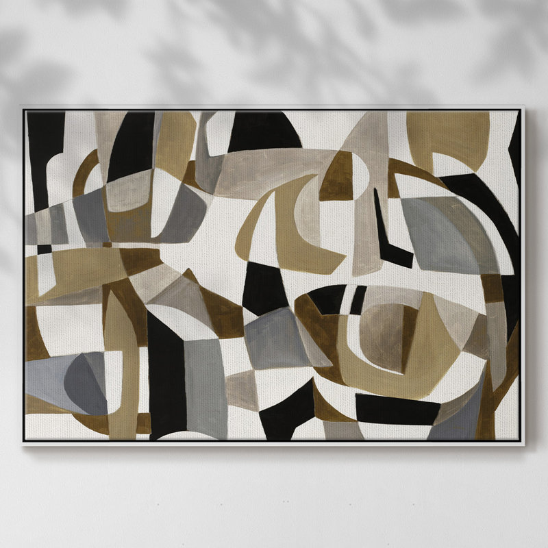 Jeu de cercle encadré sur toile, H 25 po x l 37 po x P 2 po, Blanc