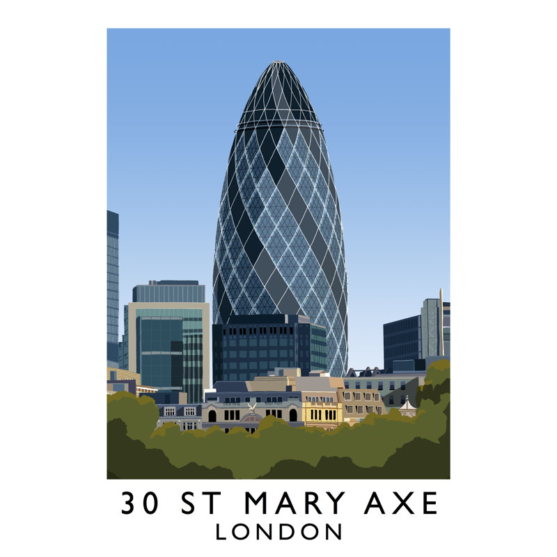 30 St Mary Axe 1 by Richard O'Neil - Print, 50 cm H x 40 cm W x 1 cm D, No Frame