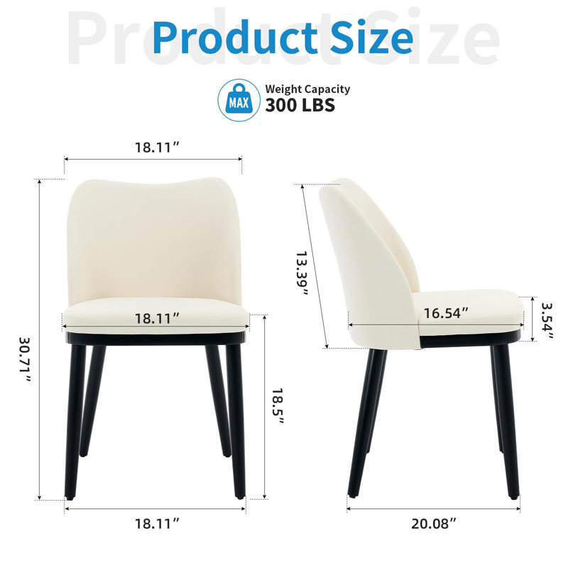 Upholstered Dining Chair, 4, Velvet Beige