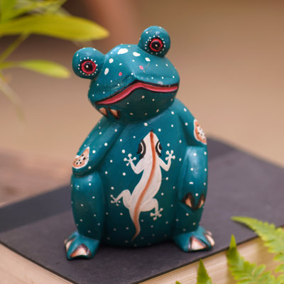Dakota Fields Handmade Daydreaming Frog Wood Statuette