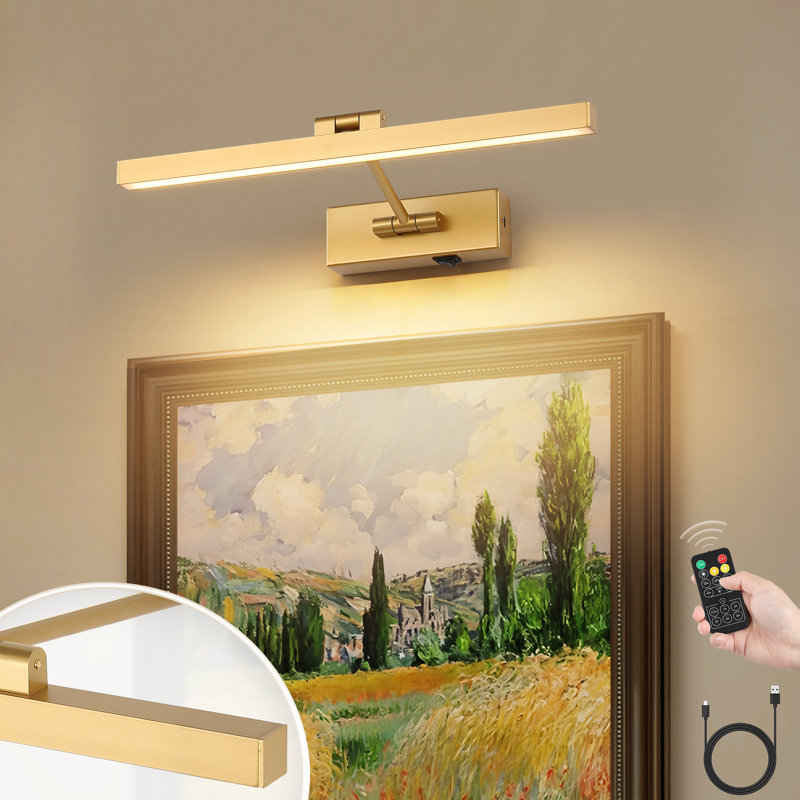 Lampe pour cadre DEL brossée 15,55 po avec télécommande, intensité variable, plusieurs couleurs, rotation et minuterie
