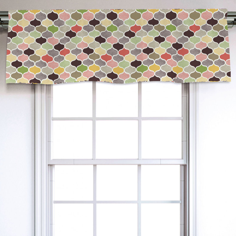 Sateen Geometric Ruffled Window Valance