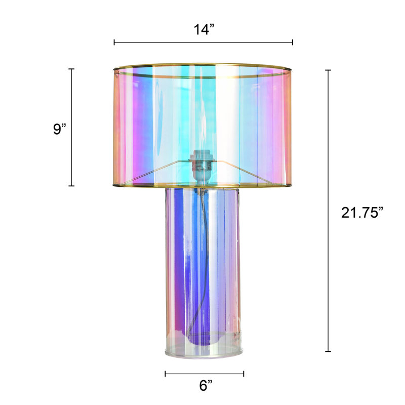 Glass Table Lamp - Margot Iridescent Pink Finish - Pearlescent Pink Shade