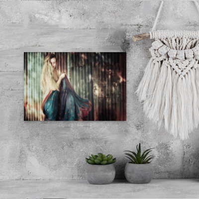 Blonde Woman Flowing Abstract Delicate Dreamy Portrait Wall Art Print by Charlaine Gerber - Print