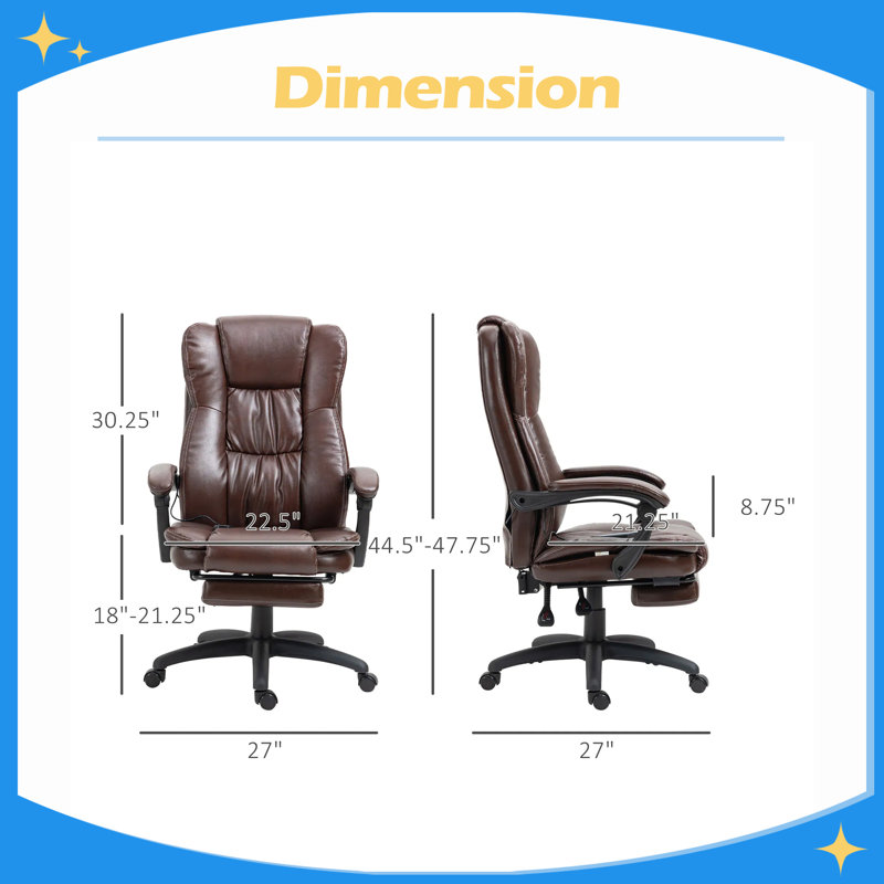 Fauteuil de massage ergonomique à 6 points de massage vibrant confortable avec repose-pieds