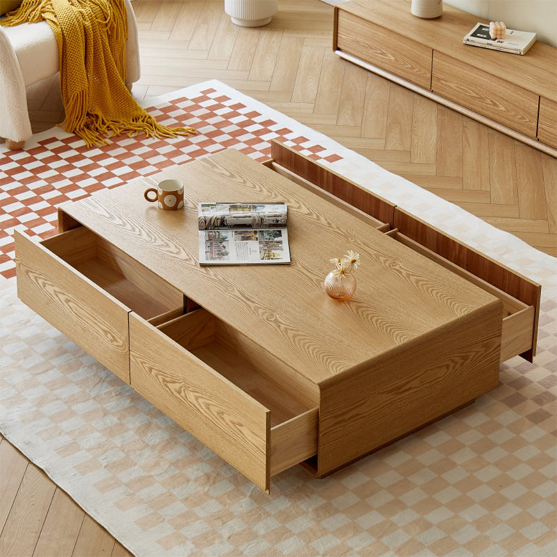 Table de salon moderne et simple rectangulaire, Burlywood, Burlywood, H 13,8 po x L 55,1 po x l 31,5 po