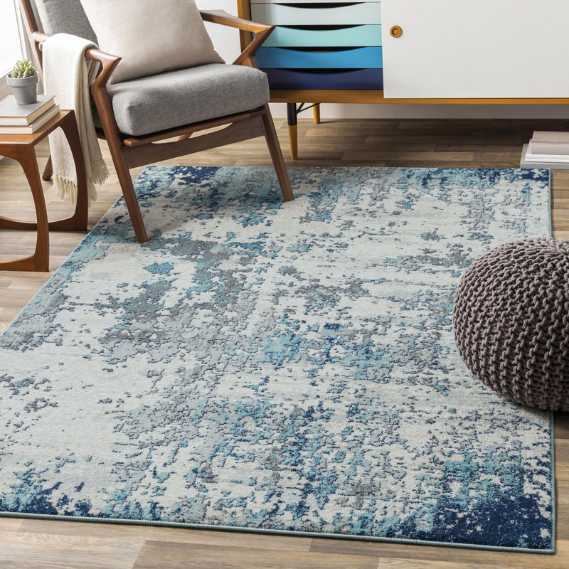 Wyona Power Loom Dark Blue/White/Charcoal Rug, Rectangle 120 x 170cm